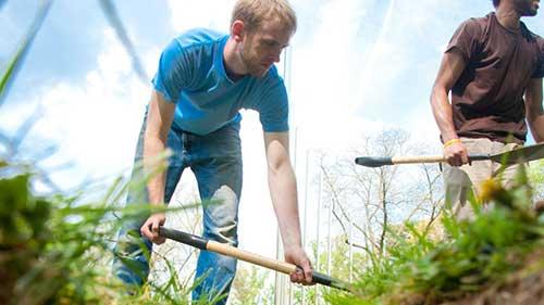 Student at a farm